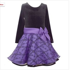 Purple Bonnie Jean - long sleeve party dress